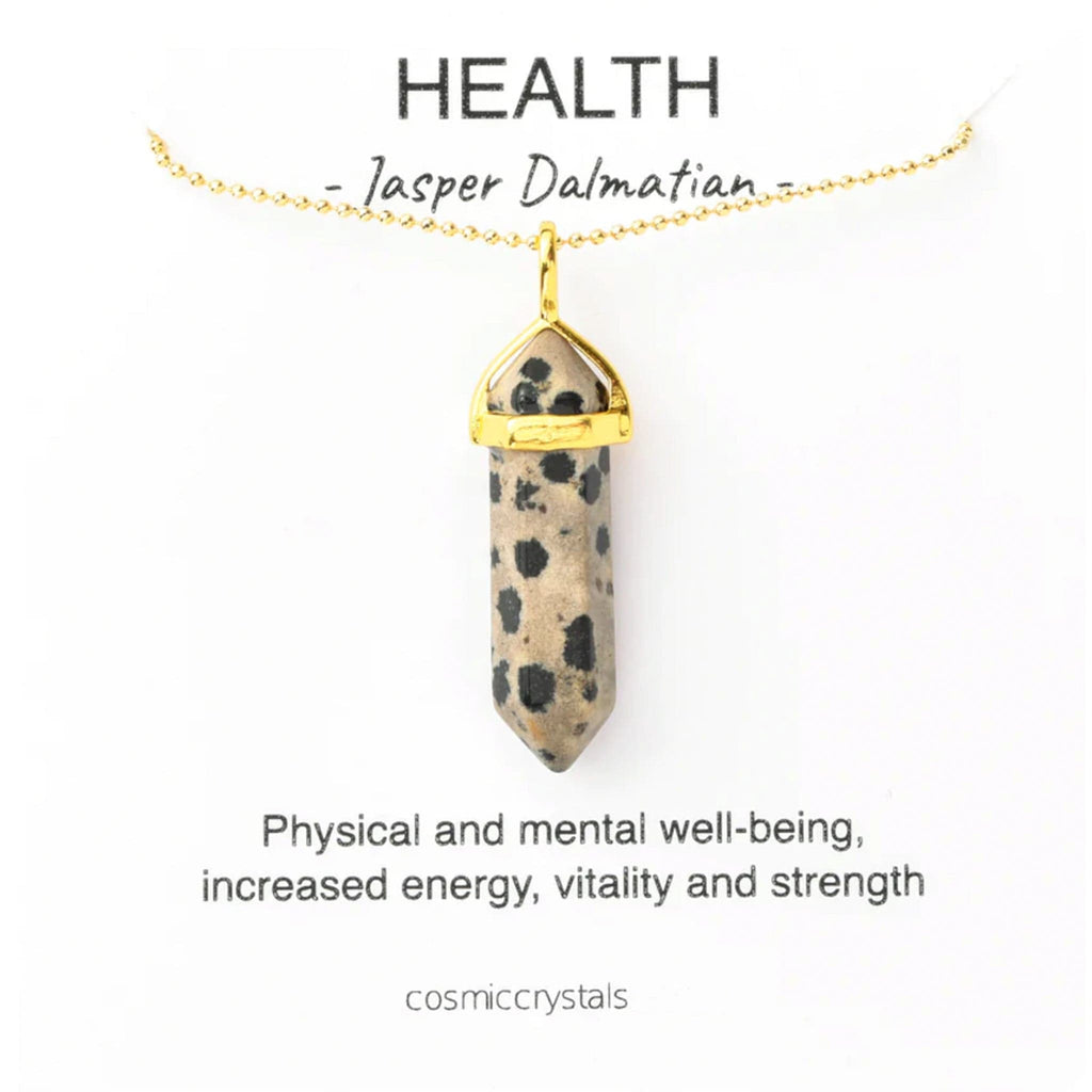 Dalmatian Jasper Tower Gold Plated Health Necklace - The Keico