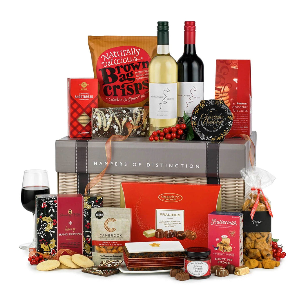 The KeiCo Classic Christmas Gift Box, showcasing a delightful spread of festive treats and wines.
