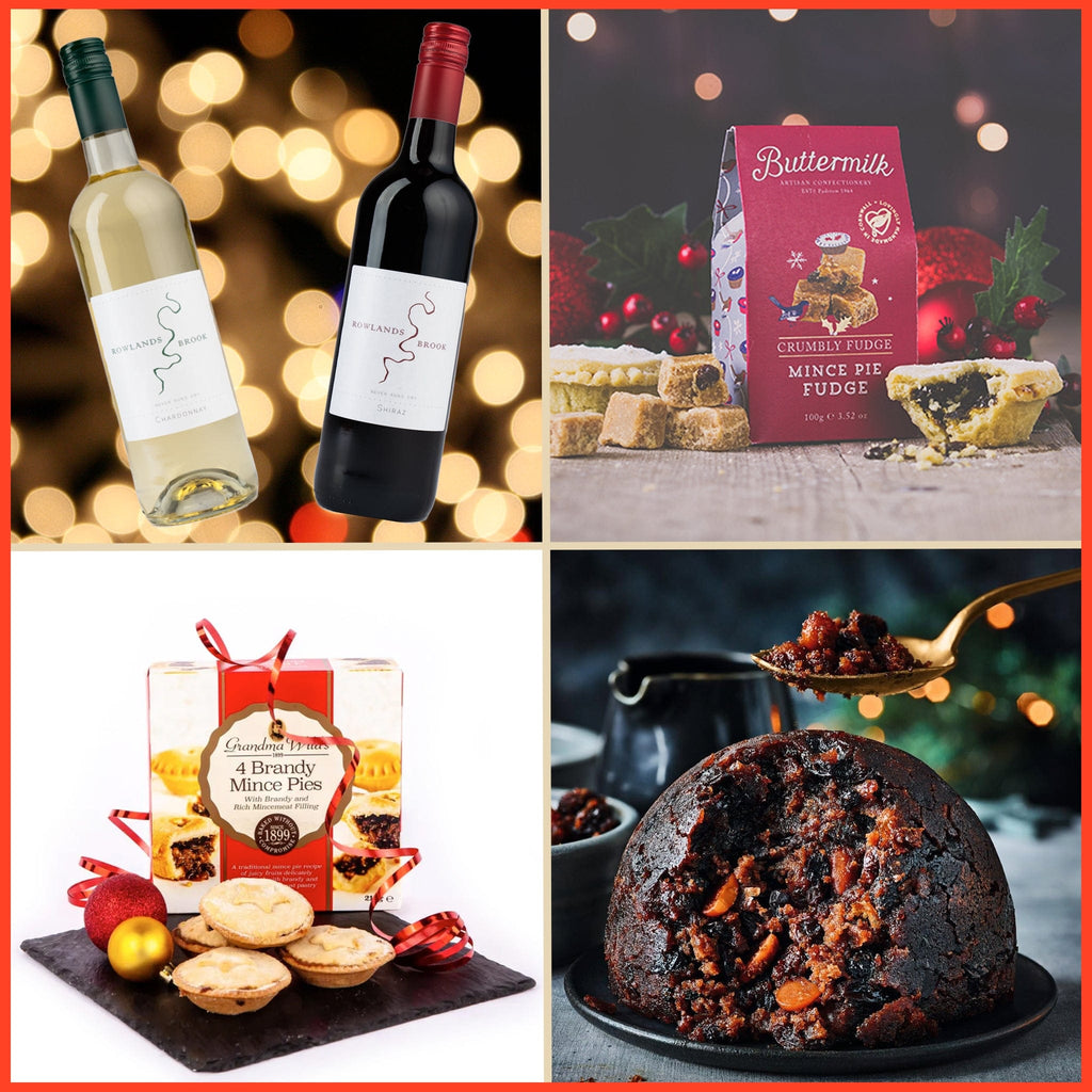 Close-up of the gourmet delicacies included in the Classic Christmas Gift Box, ready to enchant your festivities.