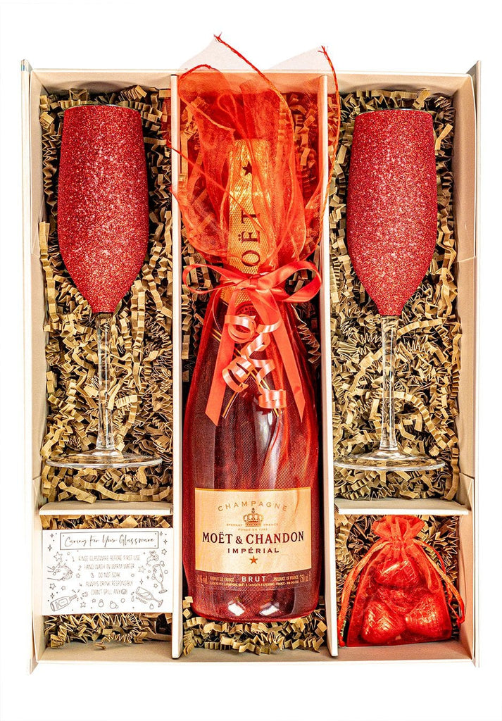 Red Edition Moet & Chandon 75cl Gift Set in a Luxury Gift Box with Pearlescent Gift Tag