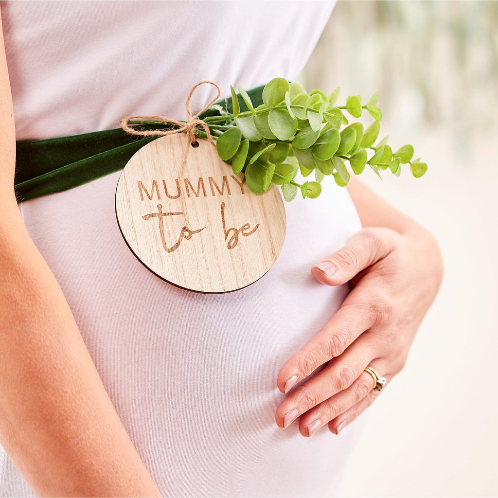 Mummy To Be Baby Shower Velvet Sash with Wooden Badge | Baby Gifts | The KeiCo