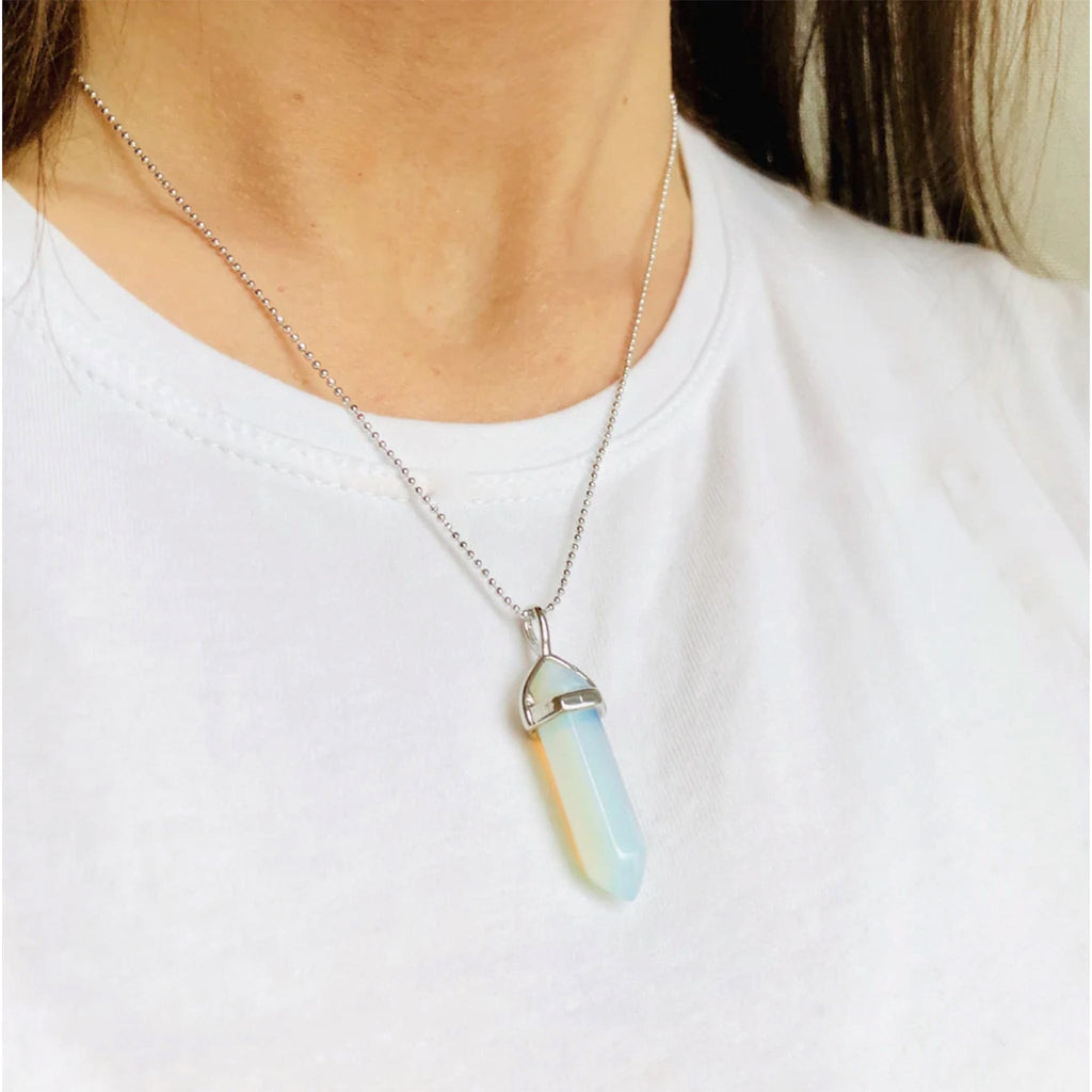 Opalite Tower Silver Plated Confidence Necklace - The Keico