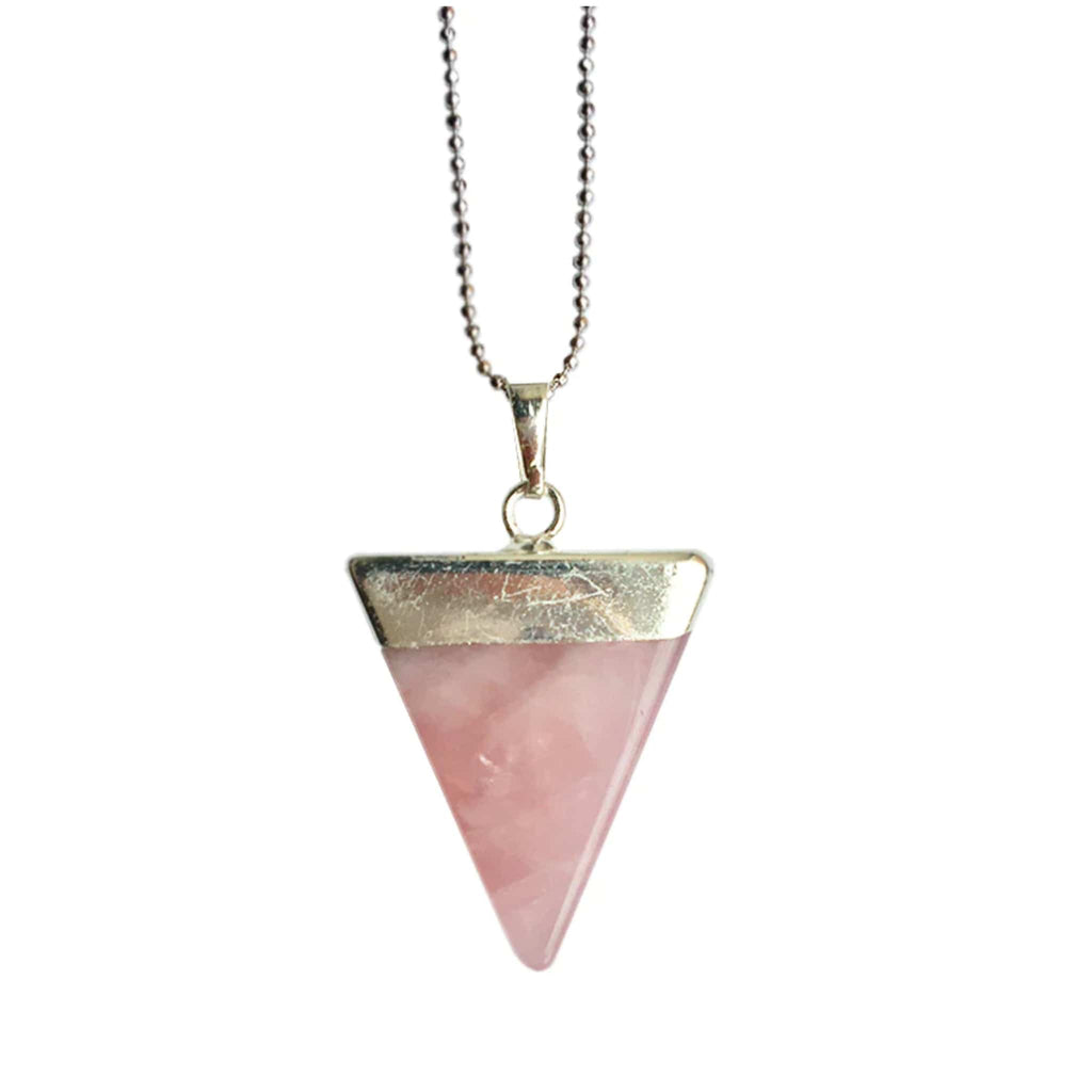 Rose Quartz Triangle Silver Plated Love Necklace - The Keico
