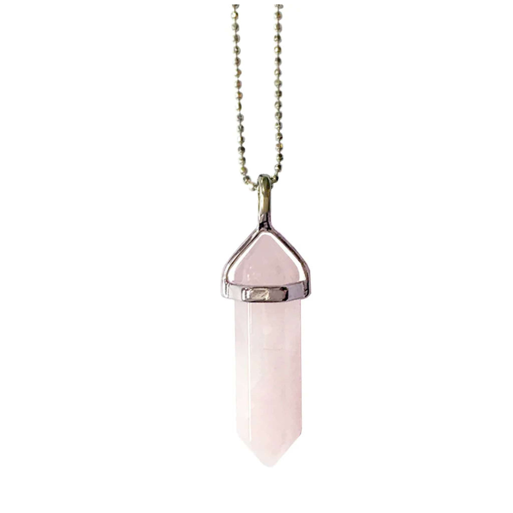 Rose Quartz Tower Silver Plated Love Necklace - The Keico