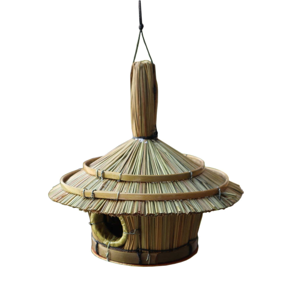 Natural Handmade Balinese Seagrass Bird Box - Circle - The Keico