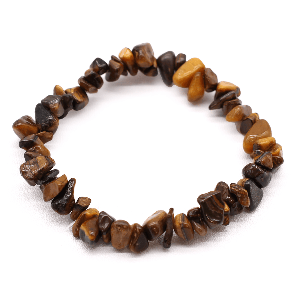 Close-up of the mesmerising bands on the Tigers Eye bracelet with hints of gold and brown.