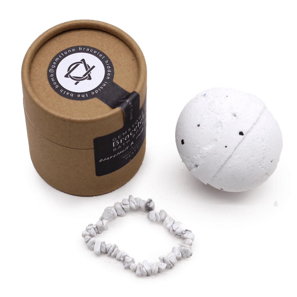 White Jasper Crystal Bracelet Bath Bomb | Grapefruit & Ylang Ylang | The KeiCo