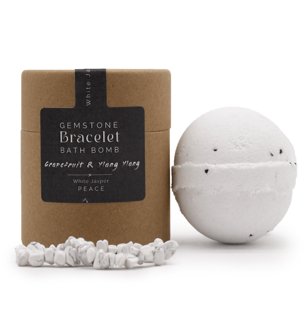 White Jasper Crystal Bracelet Bath Bomb | Grapefruit & Ylang Ylang | The KeiCo