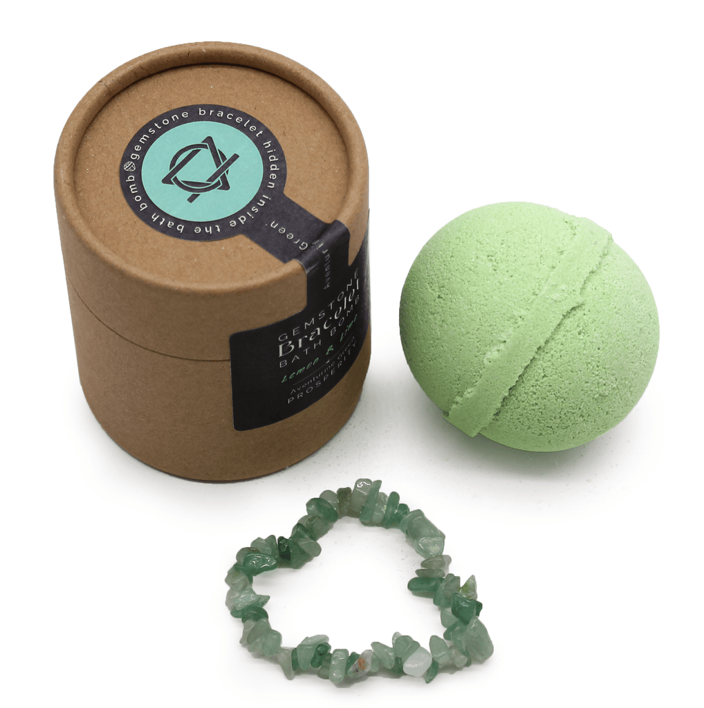 Aventurine Crystal Bracelet Bath Bomb | Lemon, Lime & Sea Salt | KeiCo