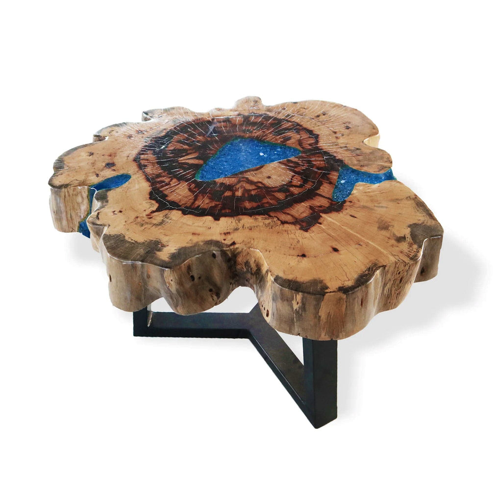 Tamarind & Resin Coffee Table | Sky Blue | Natural Home Decor | KeiCo