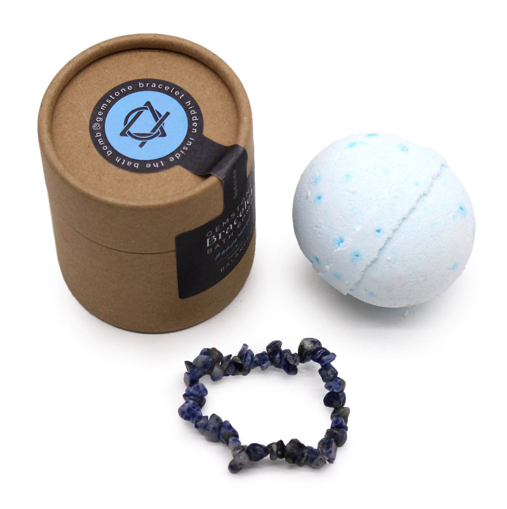 Sodalite Crystal Bracelet Bath Bomb | Sandalwood & Sea Salt | The KeiCo