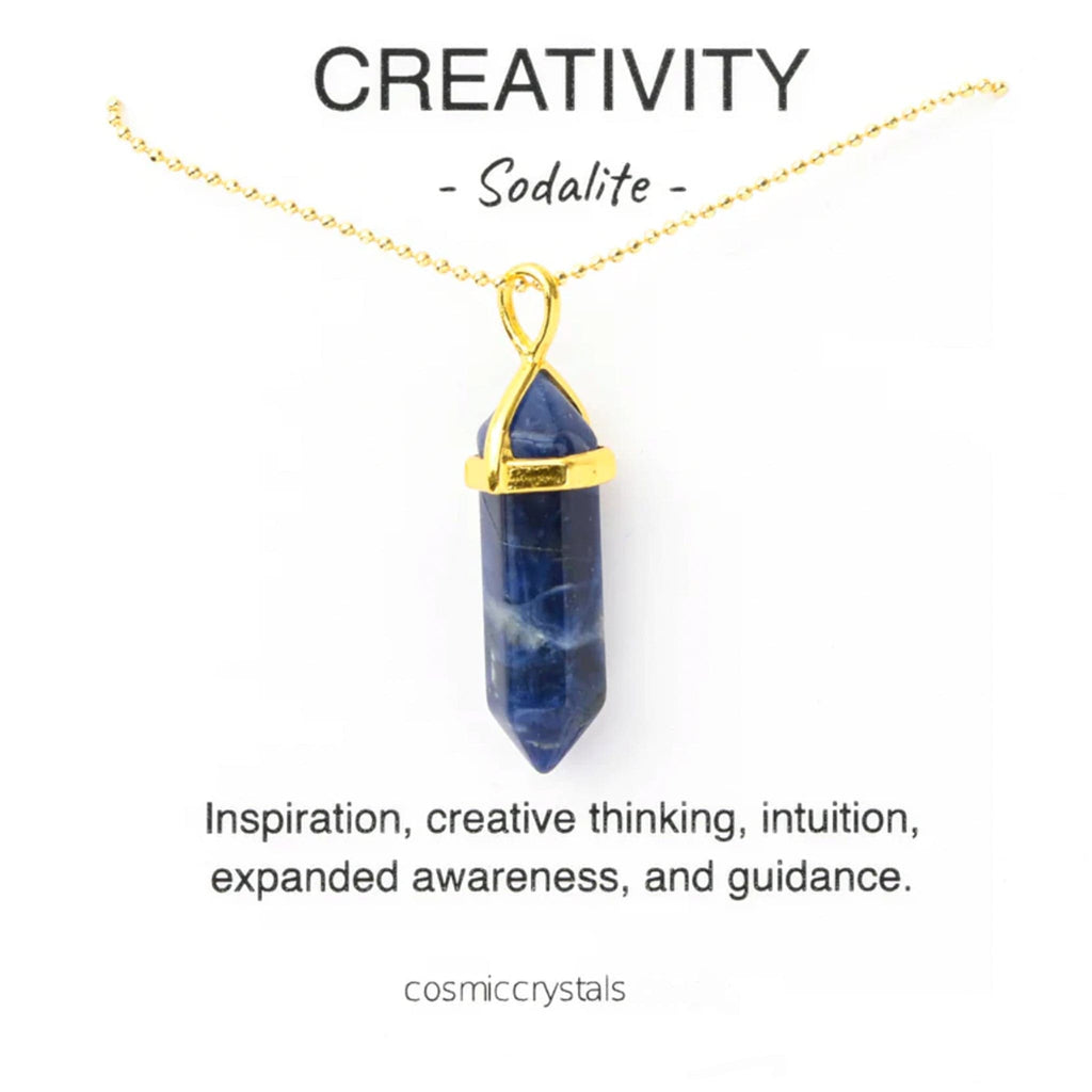 Sodalite Tower Gold Plated Creativity Necklace - The Keico