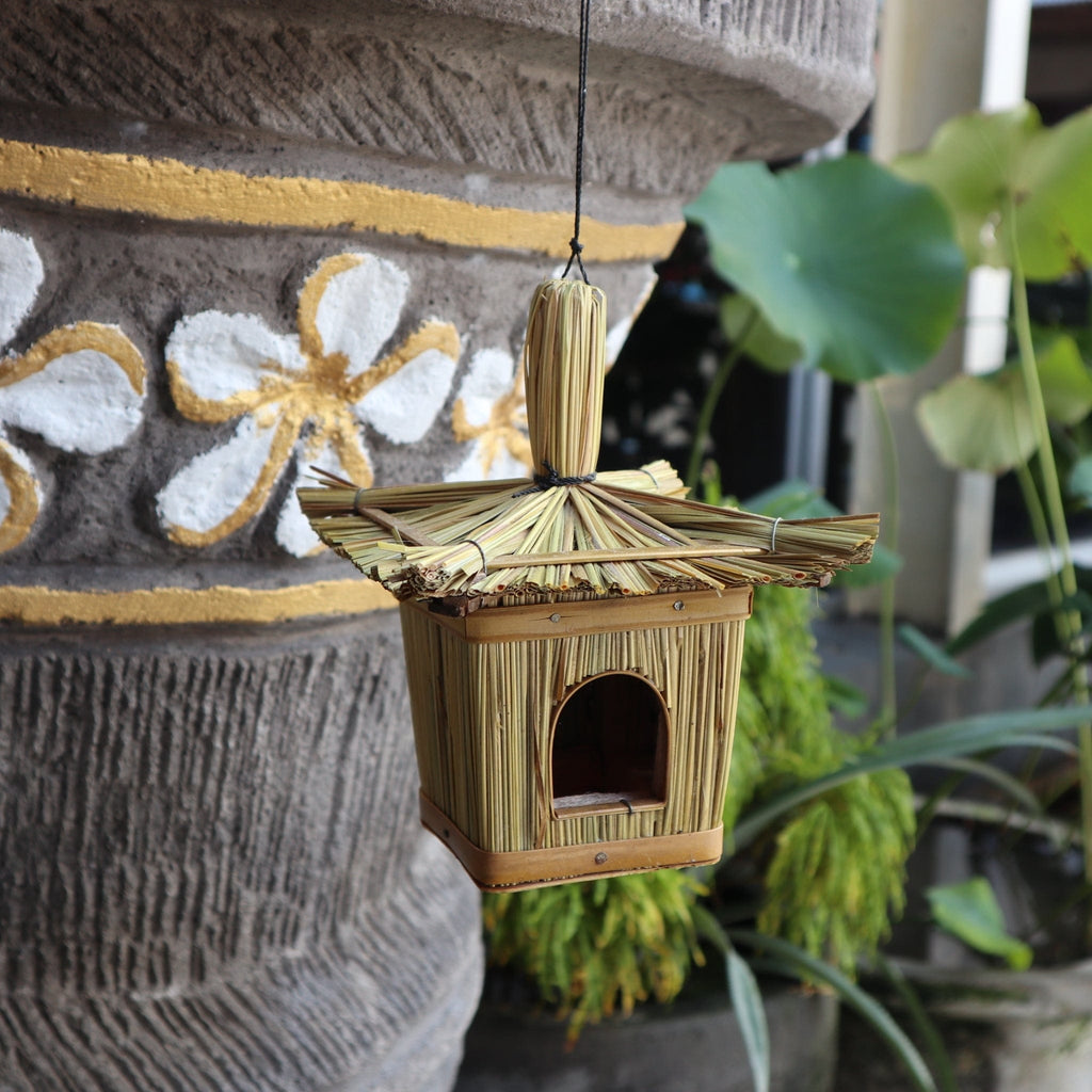 Natural Handmade Balinese Seagrass Bird Box - Square - The Keico
