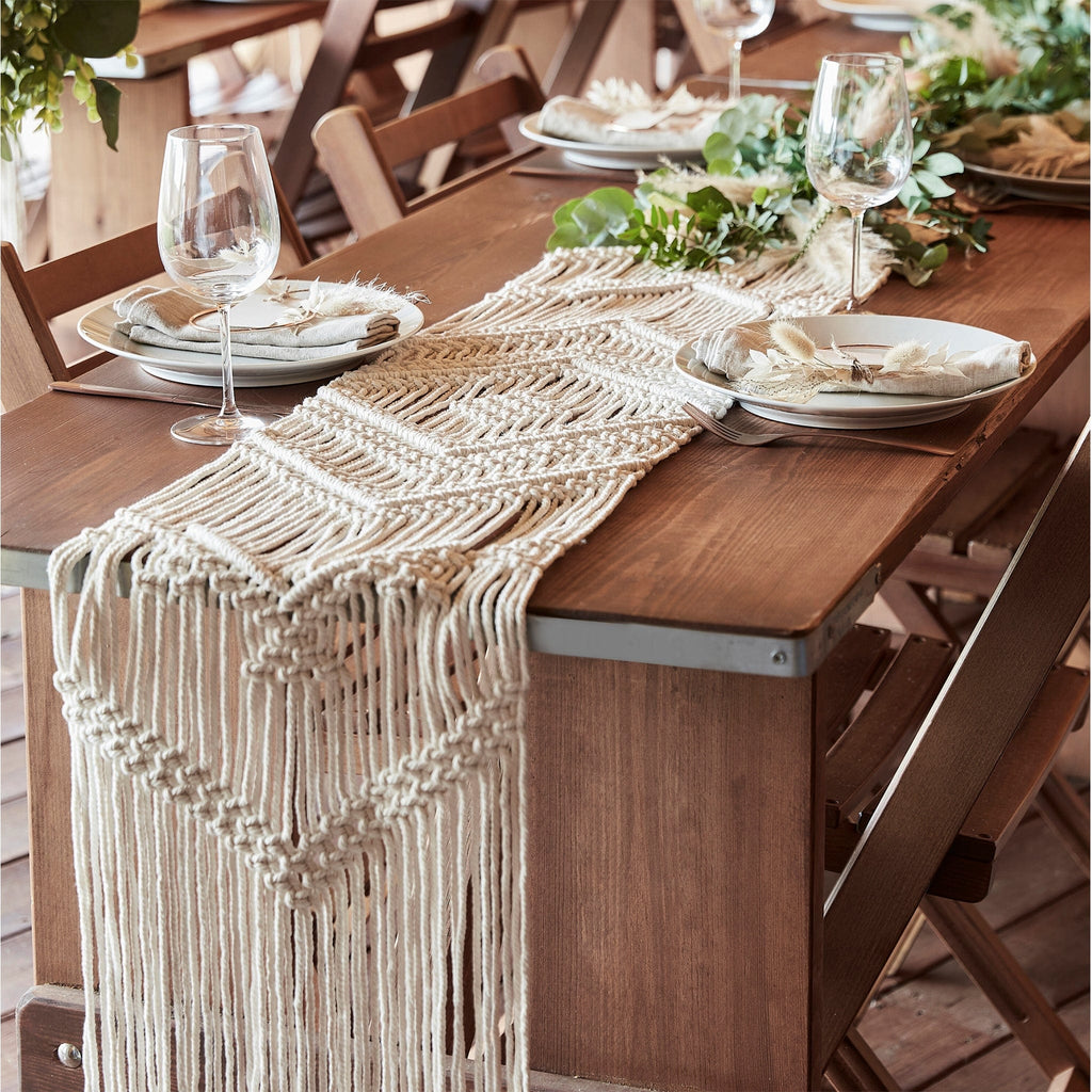 White Macrame Boho Table Runner | Home Decor | The KeiCo