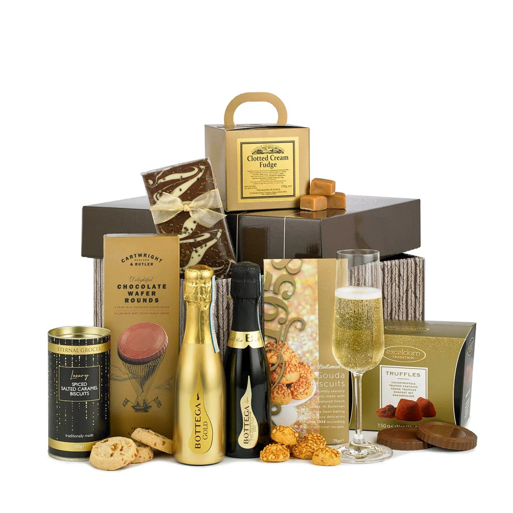 The luxurious KeiCo Sparkle Gift Box filled with gourmet sweet and savoury treats, perfect for a festive celebration.