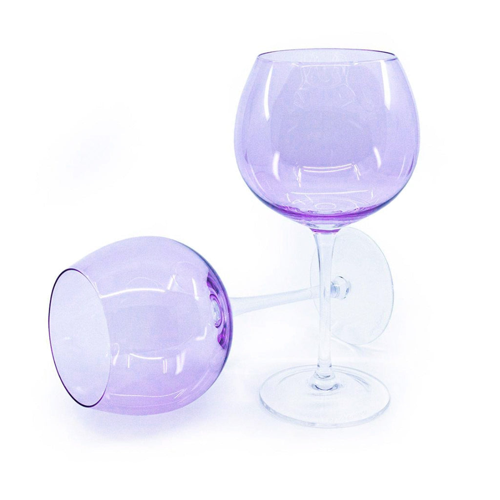 Set of 2 Sparkleware® Violet Purple Gin Balloon Glasses - The Keico