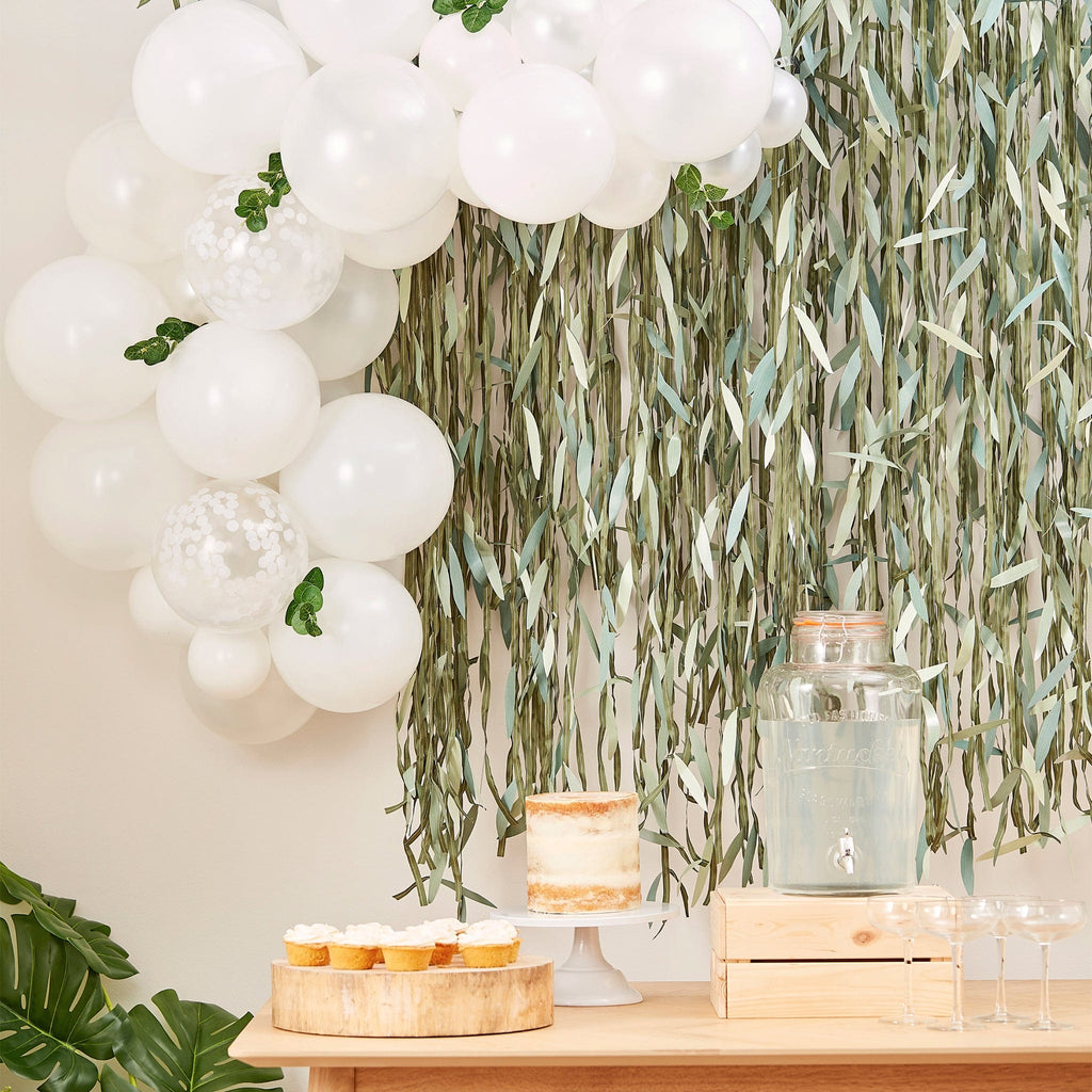 White Ballon Arch With Foliage | Baby Shower | Wedding | The KeiCo