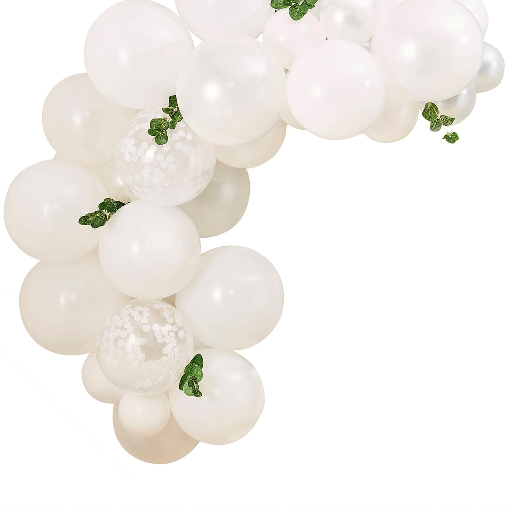 White Ballon Arch With Foliage | Baby Shower | Wedding | The KeiCo