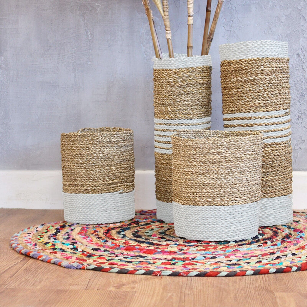 2 x Natural Sea Grass Basket Set | Natural Living | Home Decor | KeiCo