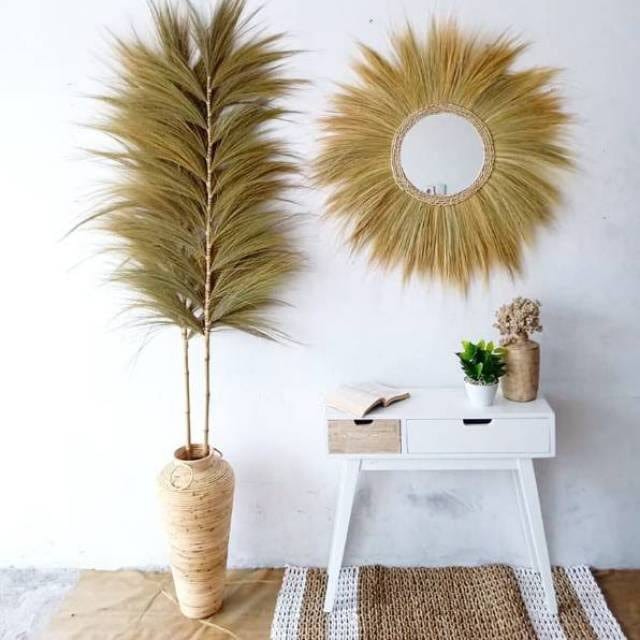 3 x Rayung Natural Sea Grass 1.6m Stems - Blonde - The Keico