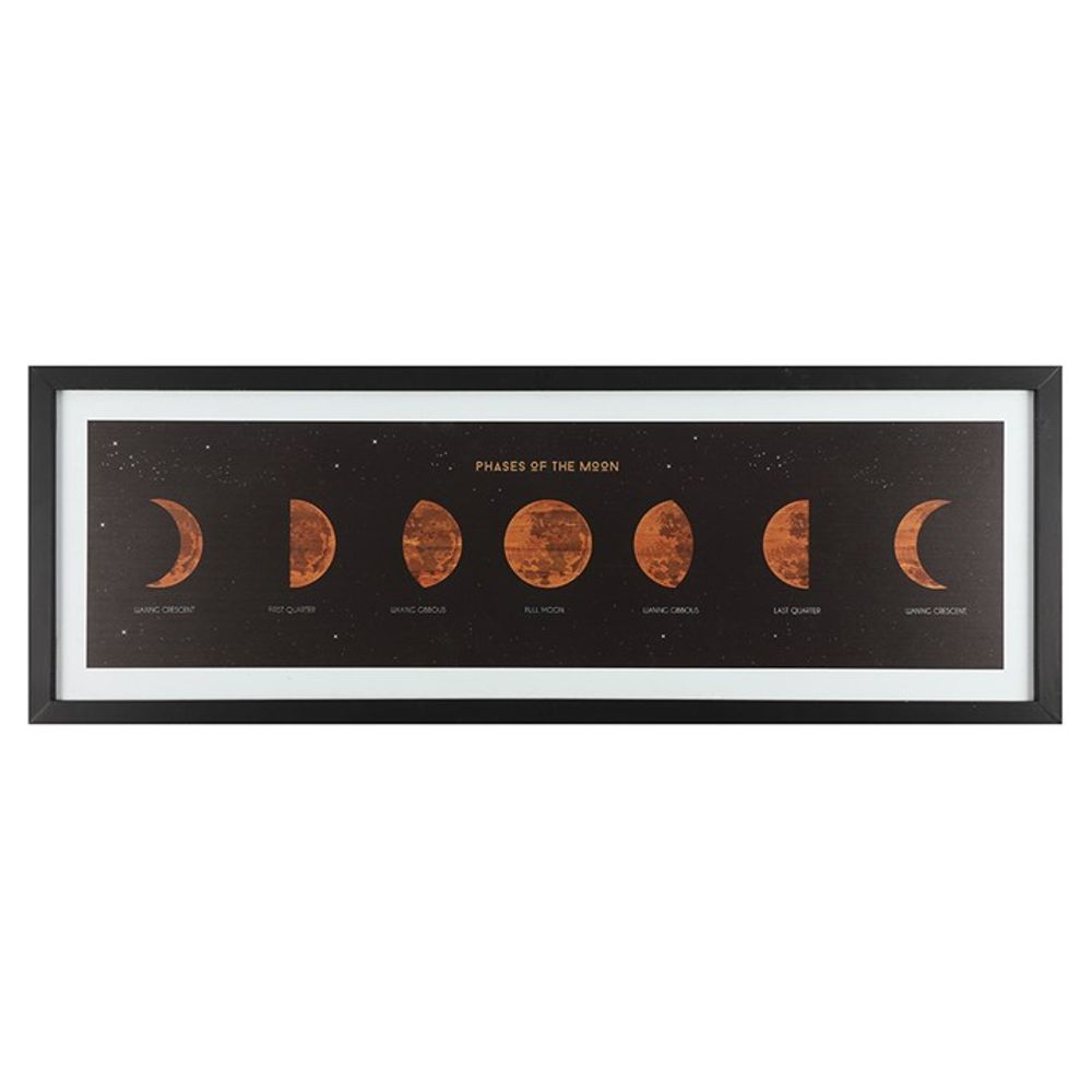 Stunning framed print showcasing the detailed phases of the moon against a deep, celestial backdrop.