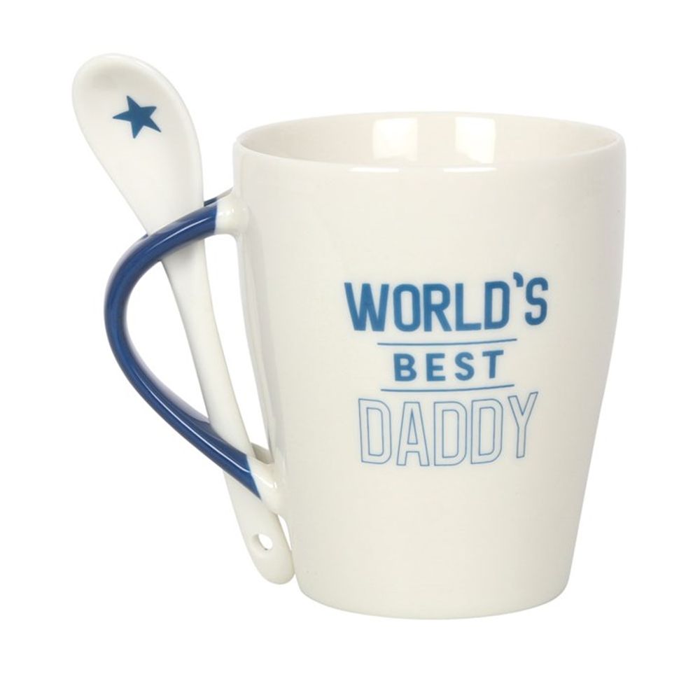 Ceramic 'World's Best Daddy' Mug with matching Spoon set.
