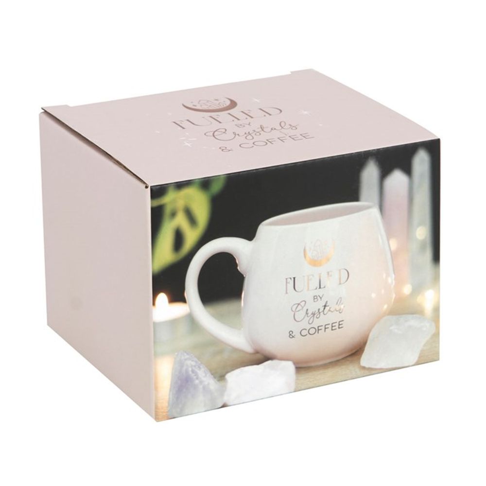 Generously-sized 500ml pink mug, capturing the essence of crystals and coffee glamour.