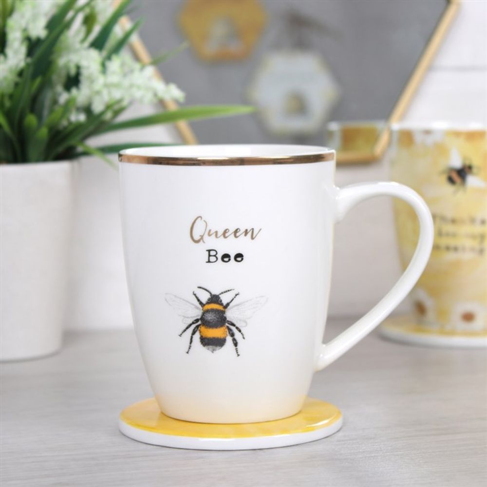 Detailed shot of the 'Queen Bee' inscription with metallic gold accents.