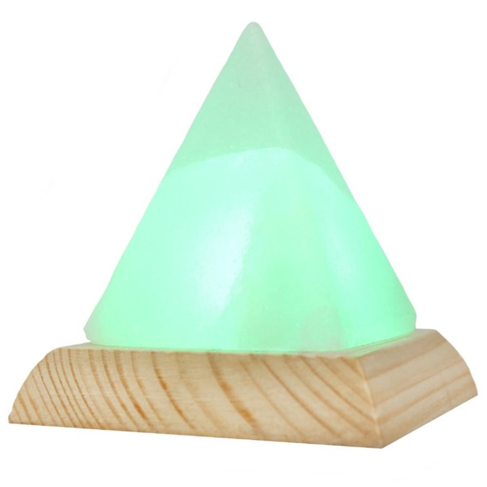 KeiCo’s Pyramid White USB Salt Lamp, emanating a gentle glow amidst a serene setting.